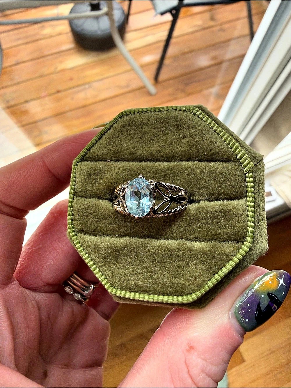 14K Electroplated Blue Topaz Ring- Size 7